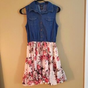 Zunie Blue and Pink Floral Girls Dress